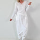 Haremhose mit Knopfdetails - weiss