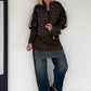 Weste im Leo-Look mit Streifen - leo-mokka