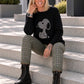Pullover mit Strass-Cartoon-Motiv - schwarz
