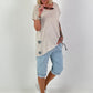 T-Shirt mit seitlichen Ösen - beige