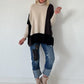 Oversized Feinstrickpullover mit Stulpenärmeln - beige-mokka-schwarz