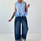 Sleeveless blouse with ruffles - light blue