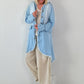 Oversized Leo Linen Military Coat - Khaki