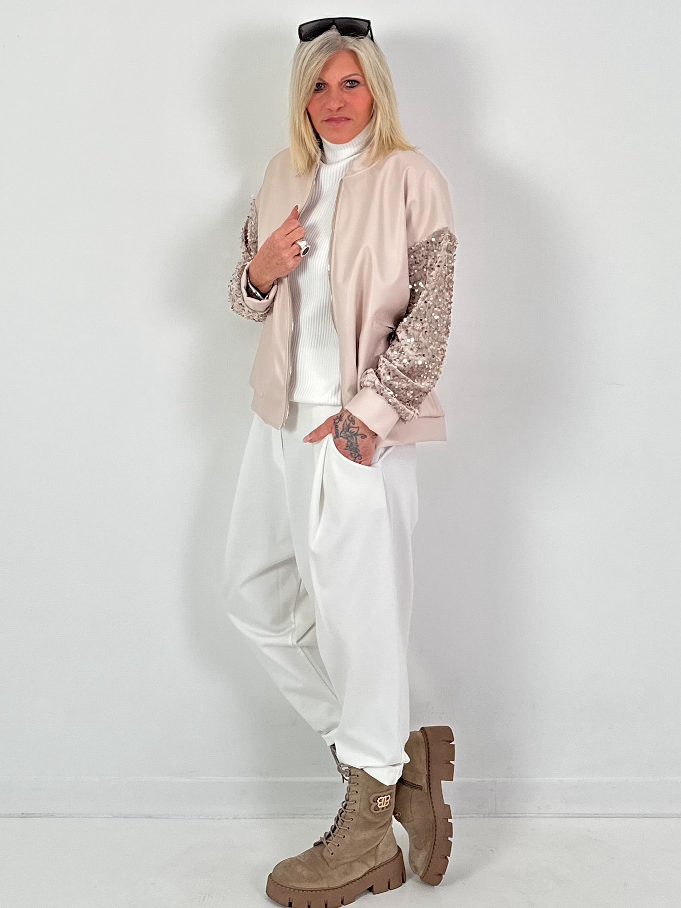 Blousonjack in lederlook, model "Glam&amp;Glow" - beige