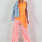 Musselin Hose mit Streifen - neonorange-weiss-pink
