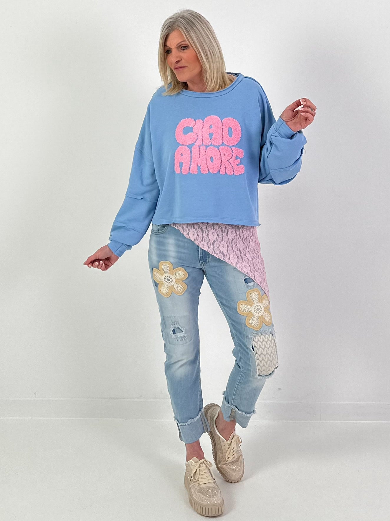 Sweater Ciao Amore - hellblau