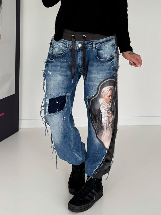 Jogg-Jeans im Used Look Woman & Pearl - denim-Schwarz