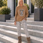 Sweater with rhinestone comic motif - camel