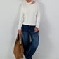 Knit sweater with cut-out - white