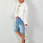 Bomberjacke mit gerafftem Arm - weiss