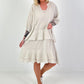 Dress with undershirt top and flounces - beige