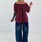 Carmen Tunika mit halben Arm  - berry