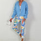 Hose mit All-Over Print-Mix - hellblau-mehrfarbig