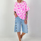 Sweat T-Shirt mit floralem Muster - weiss-neonpink
