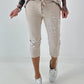 Capri Hose mit Leo Strass - beige