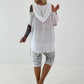 Leinen Shirt mit Pailletten und Cold Shoulder - weiss