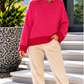 Pullover mit Kontrastsaum - pink-rot