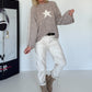 Kuscheliger Pullover mit Sternmotiv - taupe-beige