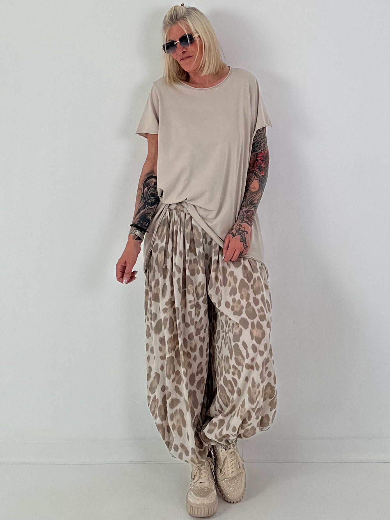 Oversized T-Shirt Rundhals - beige
