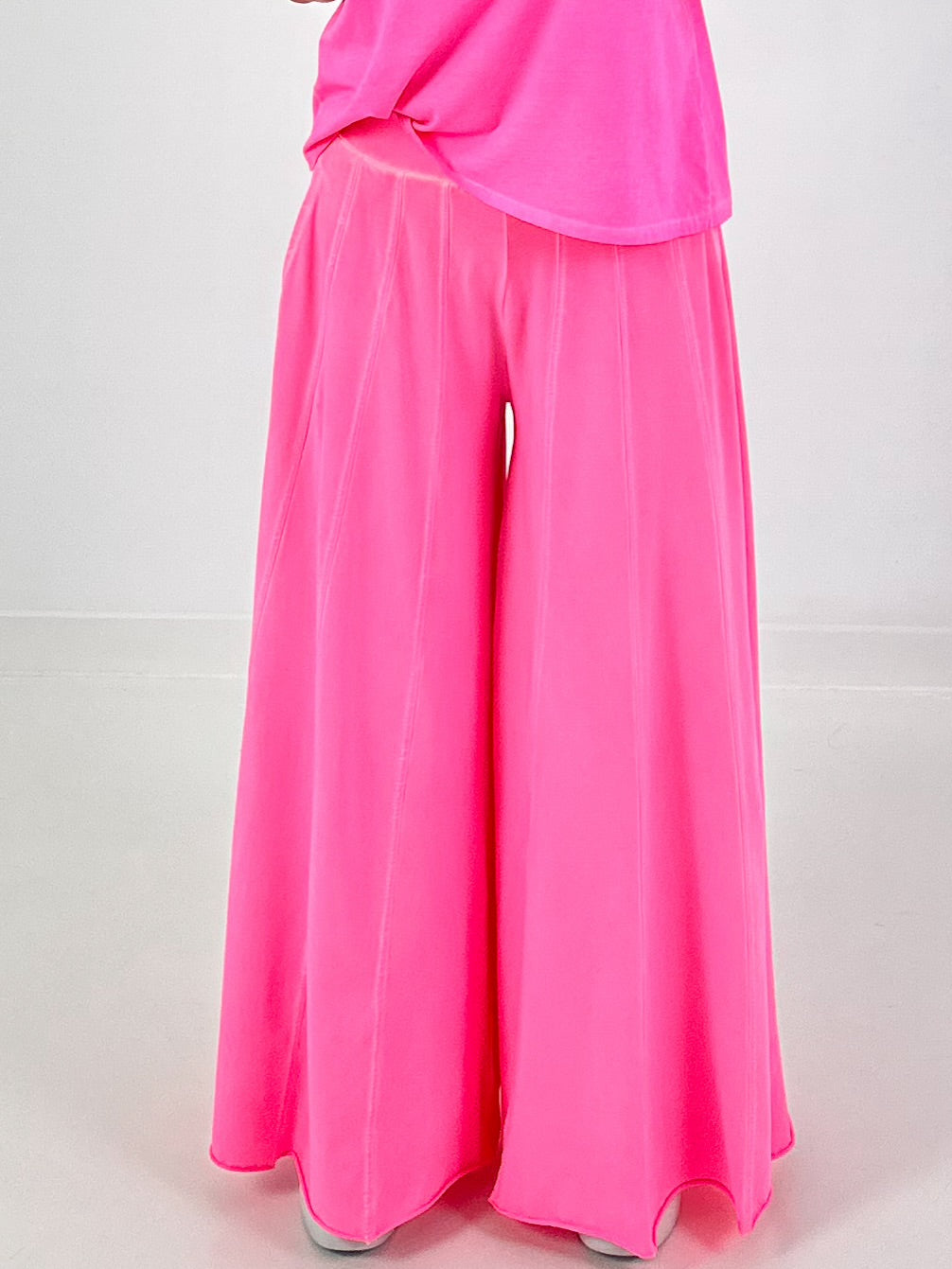 Sweat Palazzo Pants - neon pink