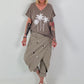 T-shirt with glitter palms - taupe