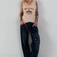Ripp Tank Top mit Print  - beige