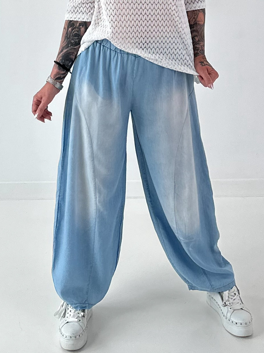 Leichte Ballon Jeans Hose  - hellbau