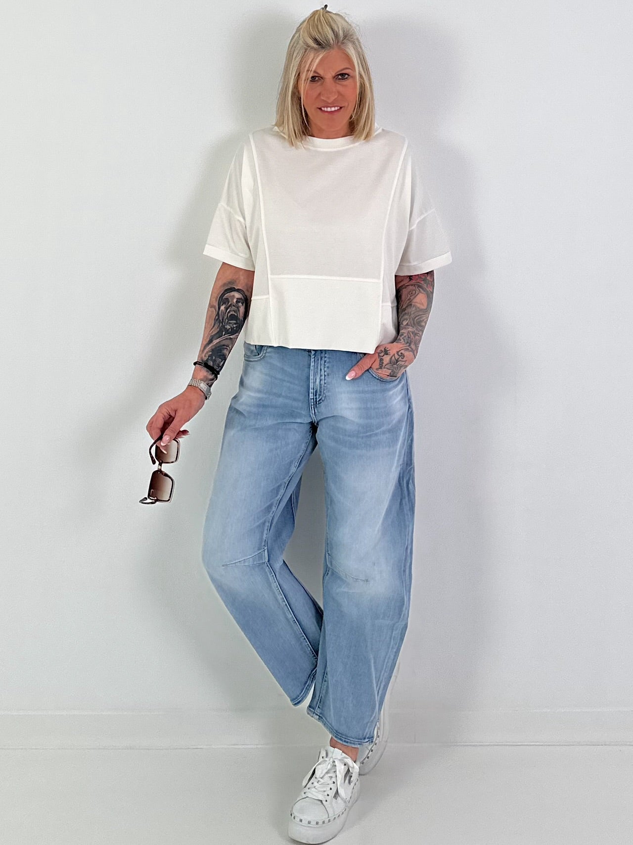 T-shirt with seam details - ecru