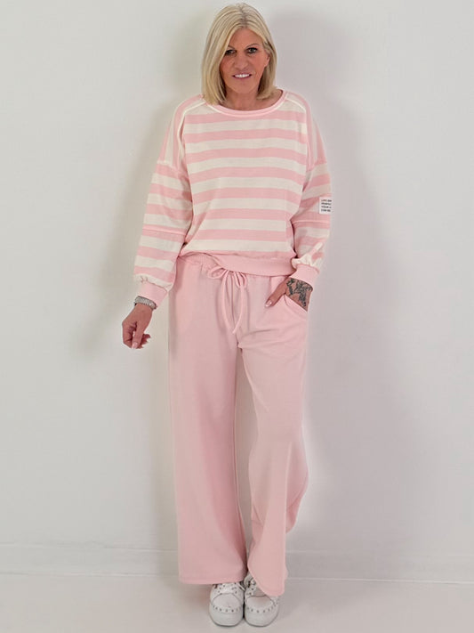 Zweiteiler mit Streifen - rosa-weiss