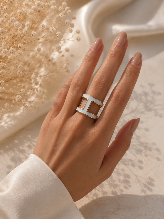 Tuchring/Ring - weiss-gold