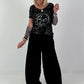 T-Shirt mit transparenten Pailletten - schwarz