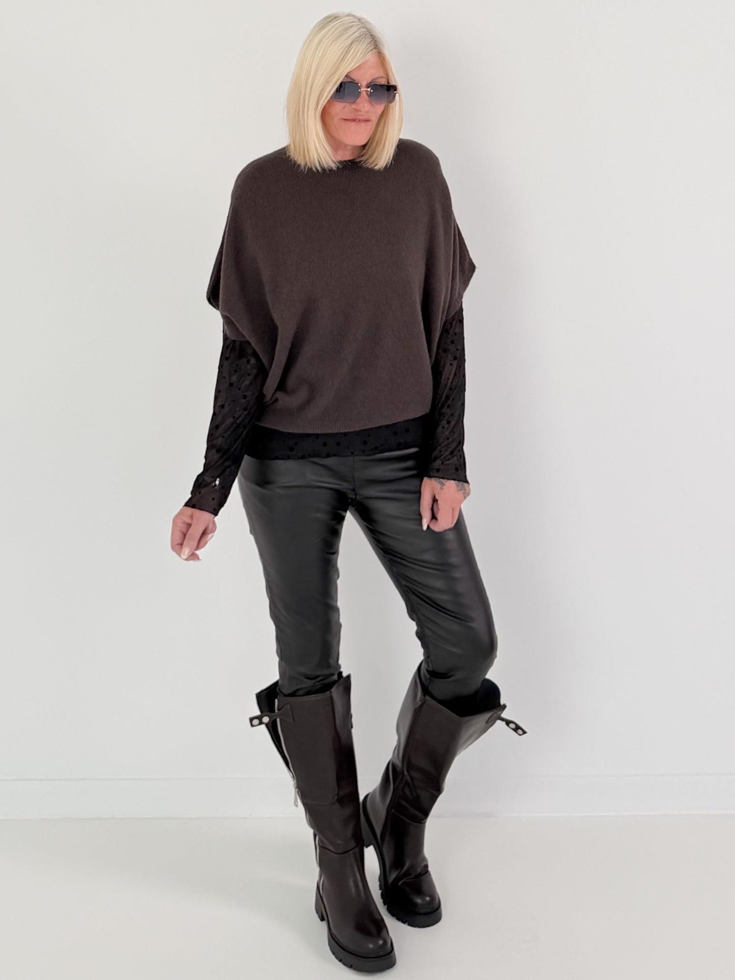 Soft Knitted Sweater Vest - mocha