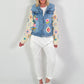 Denim jacket with crocheted sleeves - denim