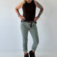 Hose stone washed mit Gürtel - khaki