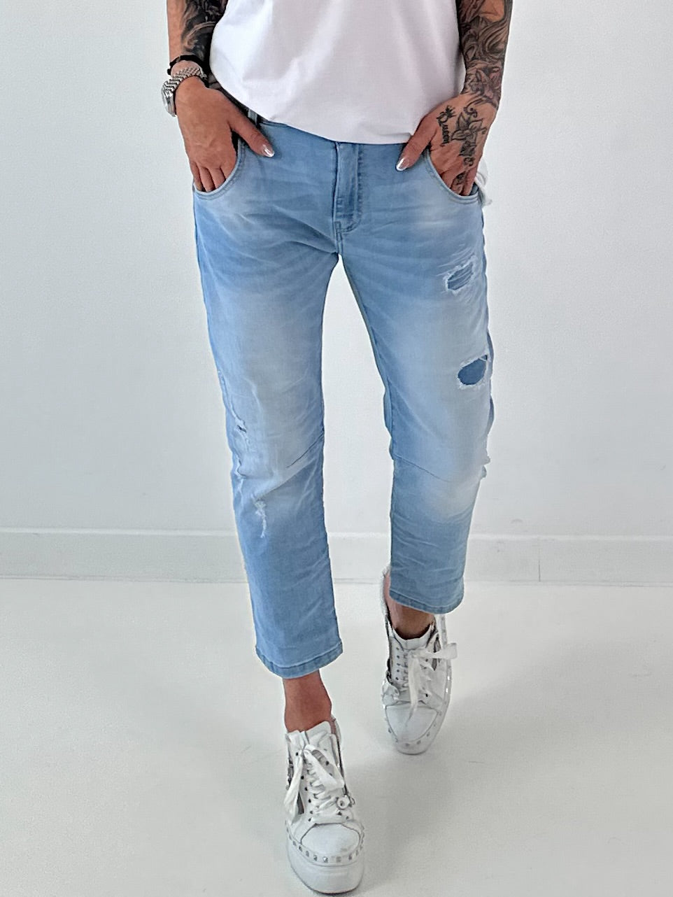 Jeans Hose destroyed  - hellblau