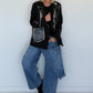 Oversized Blazer mit Denim- und Kettenelementen - schwarz