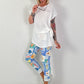 Hose mit All-Over Print-Mix - hellblau-mehrfarbig