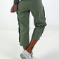 Trousers with eyelet details - khaki