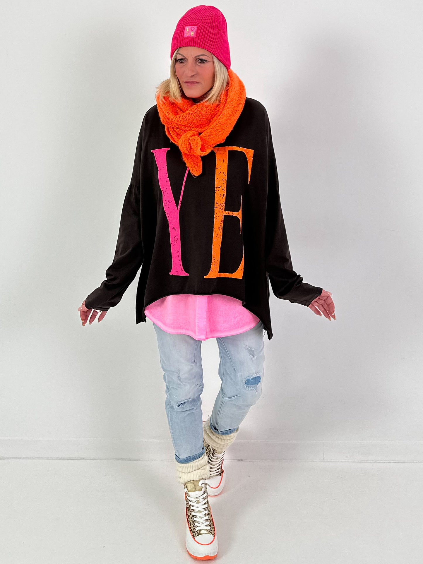 Oversized shirt model "YEAH" - coffee