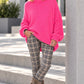 Oversized Pullover mit Grobstrickärmeln - neonpink