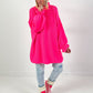 Oversized lange trui "Ruffle Drama" - neonroze