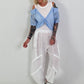 Ribbed top with blouse layering - white-light blue