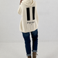 Lässiger Hoodie mit Statement Rückenprint "Pause" - beige