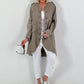 Oversized Leinen Military Blazer - taupe