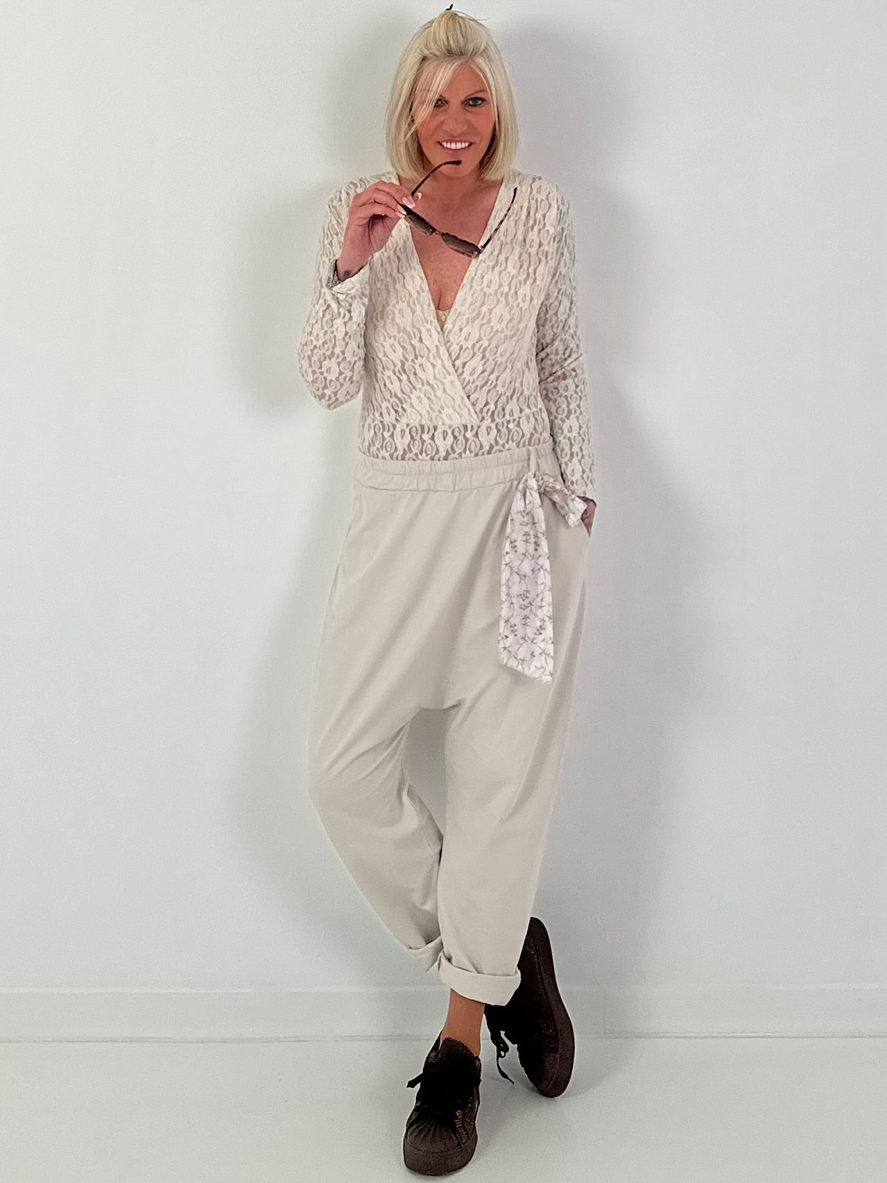 Kanten bodysuit - beige