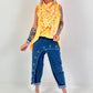 XL Musselin Tuch mit Leo Muster - weiss-gelb-neonpink