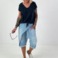 Short Jeans Baggy with Overlay - Light Blue
