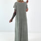 Maxi Kleid mit fransigen Abschlüssen - salbei