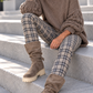 Hose im Karo-Look - taupe-mehrfarbig
