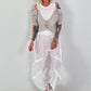 Rib Top with Blouse Layering - white-beige